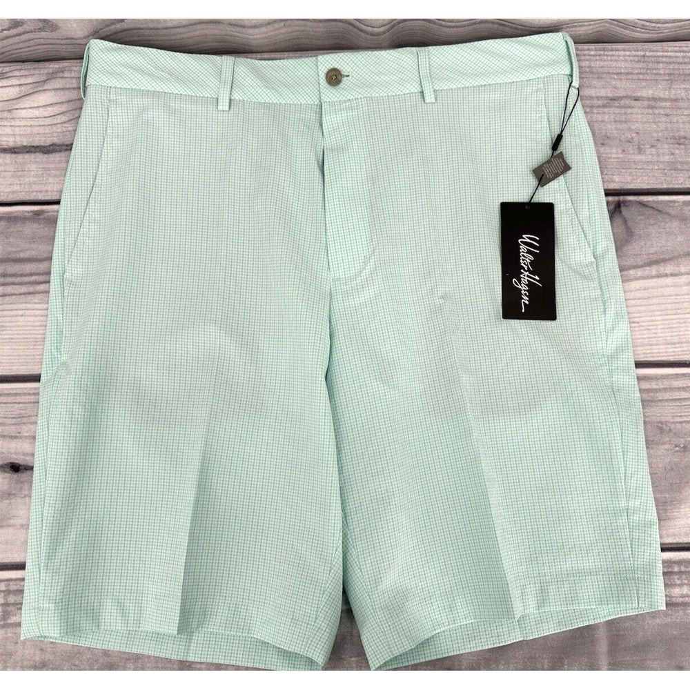 WALTER HAGEN PERFECT 11 COLLECTION GOLF SHORTS 30 X 10" Light Green Seersucker